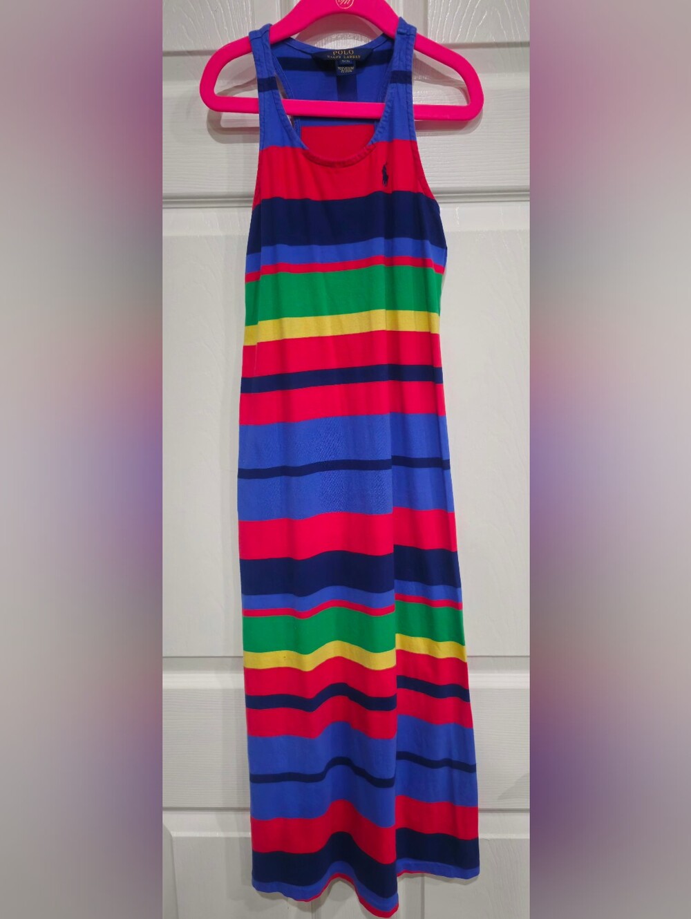 Polo by Ralph Lauren Bright Multicolor Striped Maxi Tank Dress